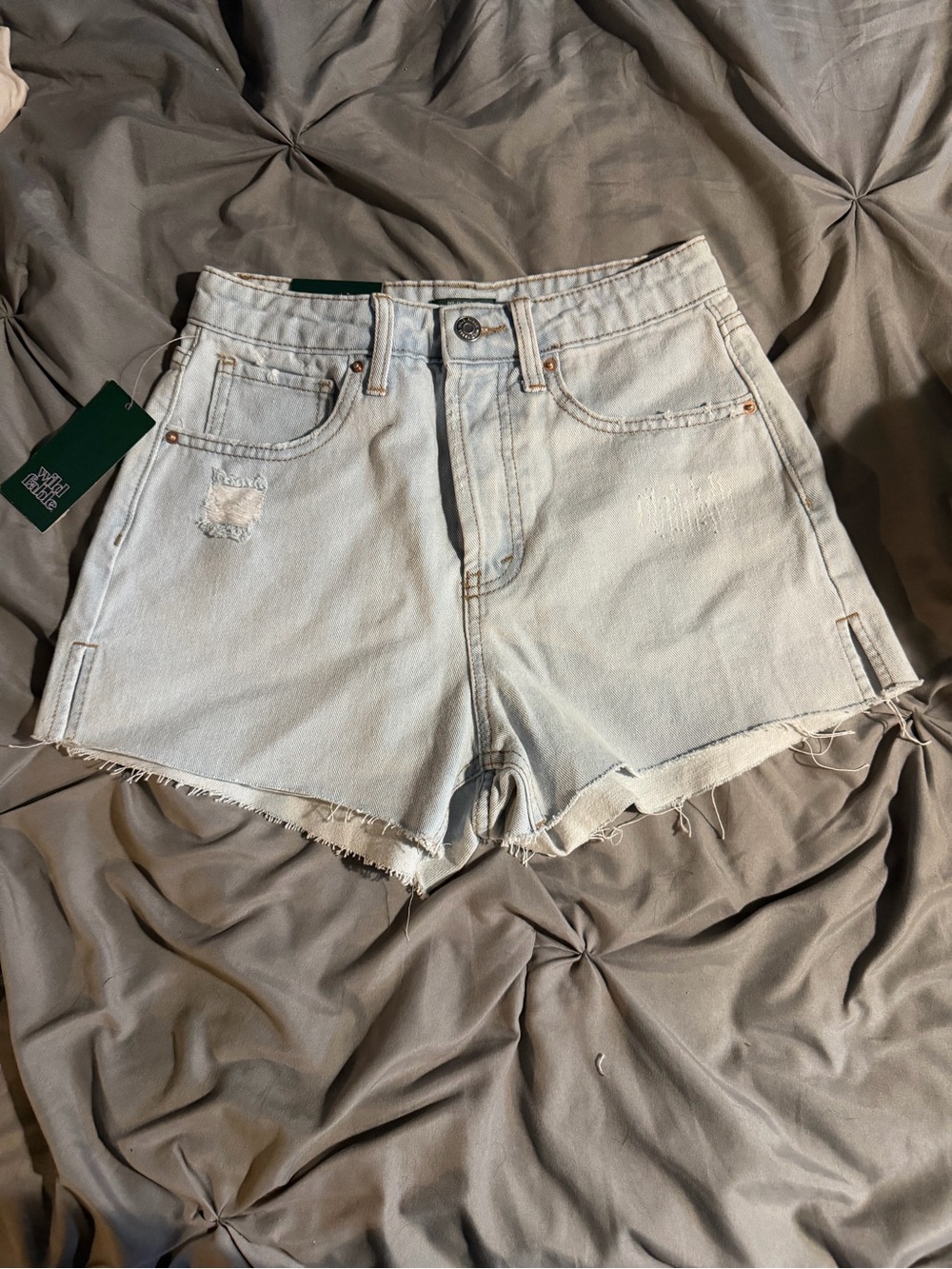 wild fable Light Wash High-Rise Frayed Denim Shorts